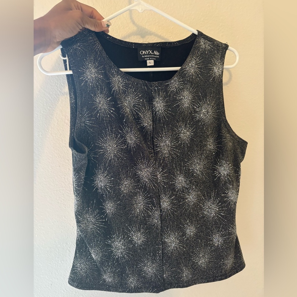 Onyx Nite Black Fitted Buttoned Tank Top